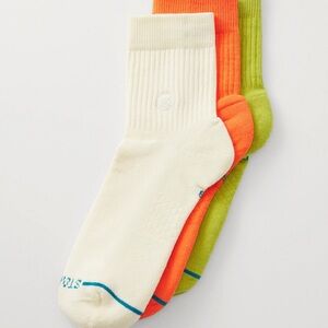 Stance “Canvas” 3-Pack Crew Socks in Cream, Orange & Lime